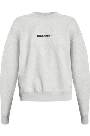 Jil Sander Sweatshirts & Hoodies, Dames, Grijs, M, Katoen, Logo Sweatshirt