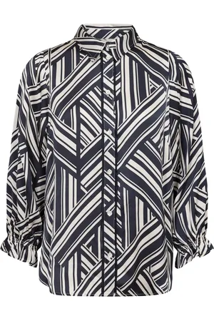 Part Two Blouses & Shirts, Dames, Blauw, 2Xs, Katoen, Graphic Stripe Shirt After Midnight