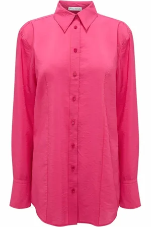 J.W.Anderson Blouses & Shirts, Dames, Roze, 2Xs, Nylon, Casual Lange Mouw Roze Overhemd