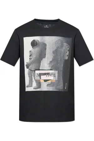 Paul Smith Tops, Heren, Zwart, XL, Katoen, Astronaut Print T-Shirt