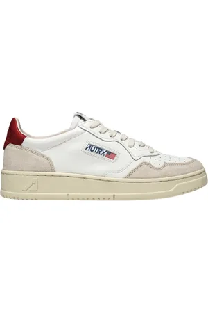 Autry Schoenen, Heren, Wit, 43 EU, Katoen, Vintage Stijl Lage Top Leren Sneakers