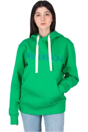 J.W.Anderson Sweatshirts & Hoodies, Dames, Groen, M, Katoen, Clic Logo Hoodie