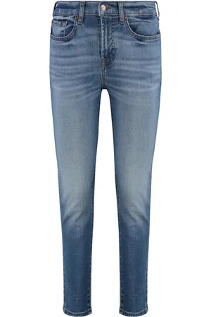 7 for all Mankind Jeans, Dames, Blauw, W24, Katoen, Stijlvolle Skinny Jeans met Metalen Details