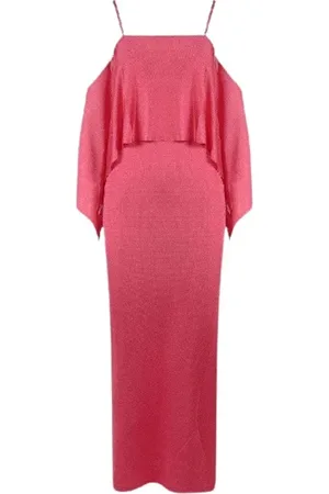 Tom Ford Kleedjes, Dames, Roze, XS, Spaghetti Strap Maxi Jurk met Ruches
