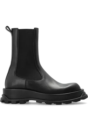 Jil Sander Schoenen, Dames, Zwart, 40 EU, Leer, Enkelhoge Chelsea Boots