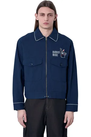 HUMAN MADE Jassen, Heren, Blauw, 2Xl, Katoen, Geborduurde Drizzler Jas