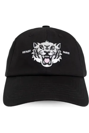 Kenzo Accessoires, unisex, Zwart, ONE Size, Katoen, Happy Tiger Varsity Baseball Cap