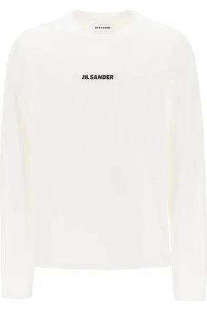 Jil Sander Sweatshirts & Hoodies, Heren, Wit, L, Katoen, Relaxed Fit Long Sleeve T-Shirt