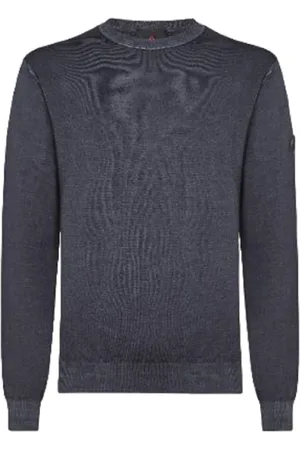 Peuterey Sweatshirts & Hoodies, Heren, Blauw, L, Wol, Blauwe Acid-Dyed Merino Tricot Trui