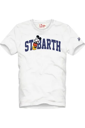 MC2 SAINT BARTH Tops, Heren, Wit, L, Katoen, Mickey College Katoenen T-Shirt
