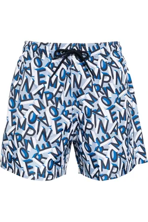 Emporio Armani Badkleding, Heren, Blauw, M, Polyester, Oceaanblauwe Grafische Zwemkleding