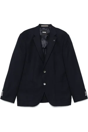 HUGO BOSS Jassen, Heren, Blauw, 3Xl, Blauw Button-Up Jasje met Zakken