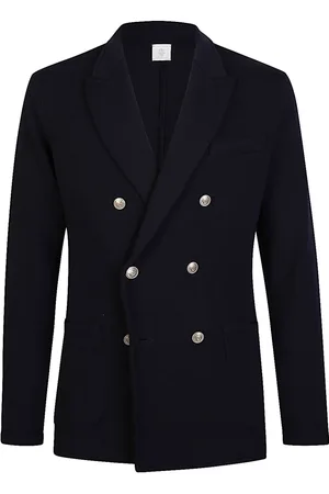 ELEVENTY Jassen, Heren, Blauw, L, Katoen, Double-Breasted Knit Jacket