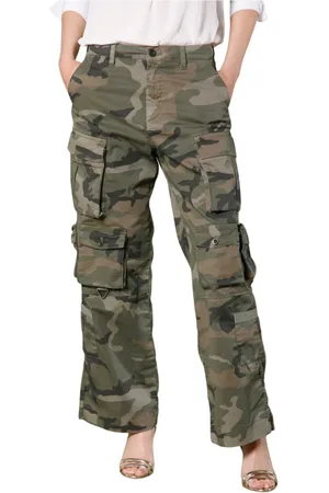Masons Broeken, Dames, Groen, L, Katoen, Groene Camouflage Cargo Broek voor Vrouwen