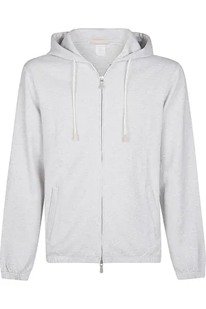 ELEVENTY Sweatshirts & Hoodies, Heren, Grijs, XS, Katoen, Sportieve Hoodie met rits in Giza-katoen