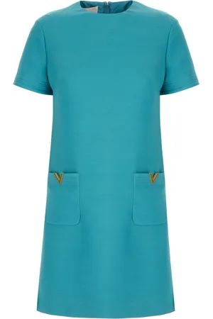 VALENTINO GARAVANI Kleedjes, Dames, Blauw, M, Wol, Korte Jurk in Abiti