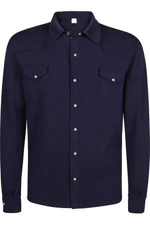 ELEVENTY Truien, Heren, Blauw, 2Xl, Wol, Gebreid Shirt Texas Wol
