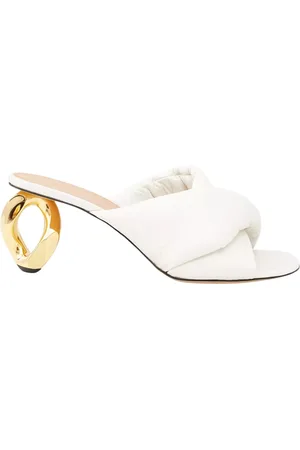 J.W.Anderson Schoenen, Dames, Wit, 37 EU, Leer, Witte leren sandalen met gouden hakken