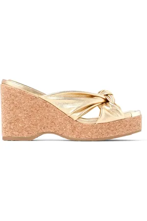 Jimmy Choo Schoenen, Dames, Geel, 39 EU, Leer, Avenue Wedge Sandalen