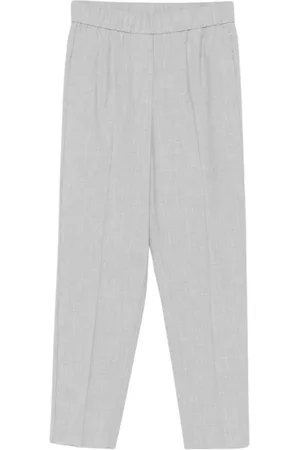 PESERICO SIGN Broeken, Dames, Grijs, XL, Polyester, Grijze broek met kralenrand en zakken