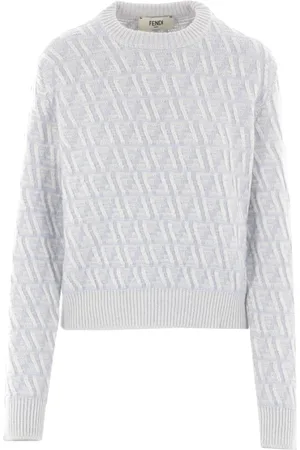 Fendi Truien, Dames, Blauw, S, Wol, Blauwe Diagonale FF-trui