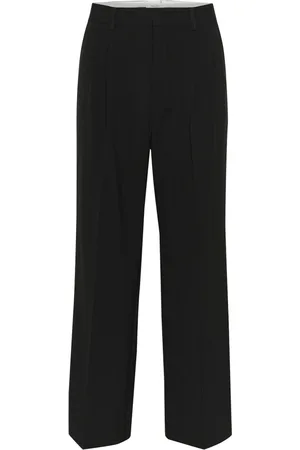 Part Two Broeken, Dames, Zwart, XL, Zwarte wijde pijpen broek met geperste vouwen