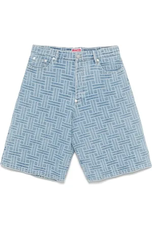 Kenzo Korte broeken, Heren, Blauw, W32, Katoen, Weave Straight Shorts