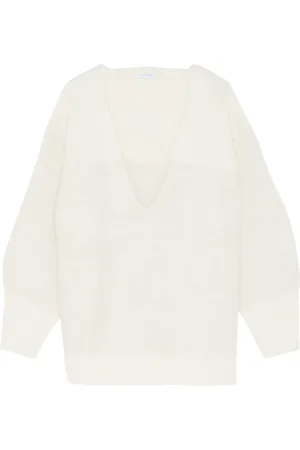 Patrizia Pepe Truien, Dames, Wit, S, Alpaca-blend V-hals Trui