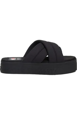 Tommy Hilfiger Schoenen, Dames, Zwart, 40 EU, Polyester, Urban Flatform Sandalen