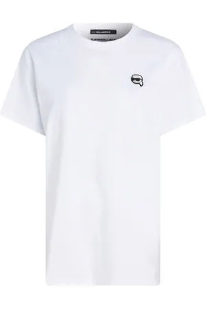 Karl Lagerfeld Tops, Heren, Wit, XL, Katoen, Ikon Patch T-Shirt