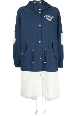 Kenzo Jassen, Dames, Blauw, M, Nylon, Lange Windbreaker