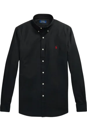 Ralph Lauren Overhemden, Heren, Zwart, XL, Katoen, Slim-Fit Stretch Poplin Overhemd