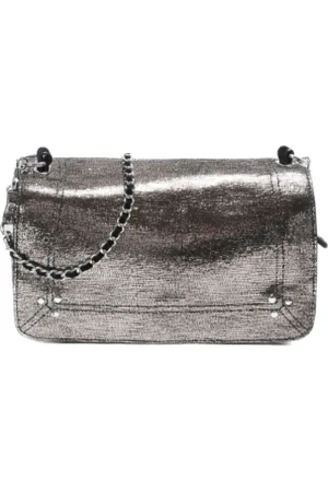 JÉRÔME DREYFUSS Tassen, Dames, Grijs, ONE Size, Leer, Lamé Leren Crossbodytas