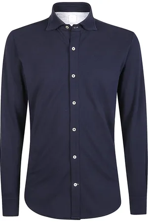 ELEVENTY Overhemden, Heren, Blauw, 4Xl, Katoen, Piqué Katoen Jersey Shirt