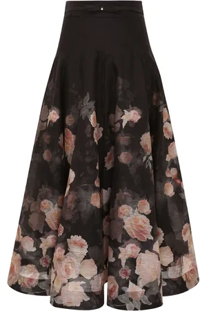 ZIMMERMANN Rokken, Dames, Zwart, M, Linnen, Zwarte Zijde Linnen Midi Rok