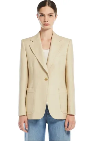 Max Mara Jassen, Dames, , S, Katoen, Katoen en linnen blazer jas