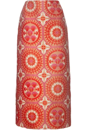La DoubleJ Rokken, Dames, Oranje, XS, Sun Jacquard Kokerrok