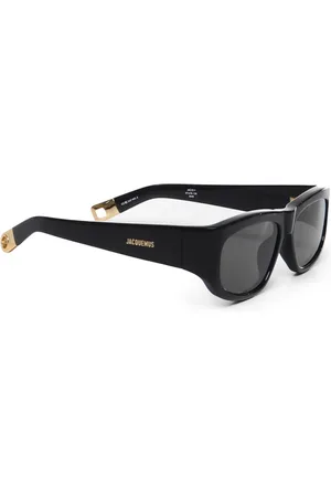 Jacquemus Accessoires, unisex, Zwart, ONE Size, Zonnebril met afgerond montuur