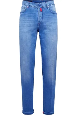 Kiton Jeans, Heren, Blauw, W32, Denim, Cotton Denim Jeans
