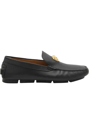 VERSACE Schoenen, Heren, Zwart, 47 1/2 EU, Zwarte platte schoenen