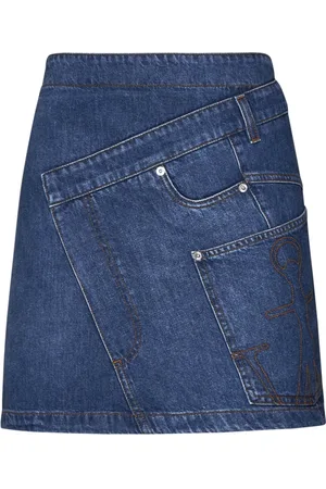 J.W.Anderson Rokken, Dames, Blauw, 3Xs, Denim, Twisted Mini Denim Rok