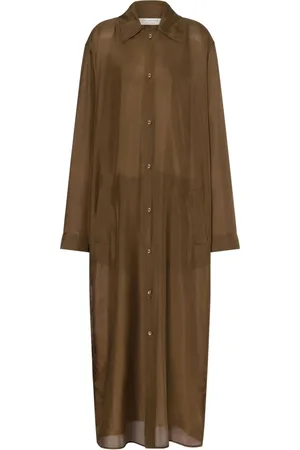 Serafini Kleedjes, Dames, Bruin, M, Zijde Habotai Lange Bovenkleding Gewassen