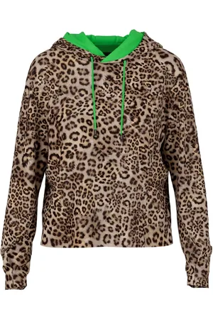Marc Cain Sweatshirts & Hoodies, Dames, Bruin, S, Katoen, Leopard Print Hoodie Stijlvol Sweatshirt