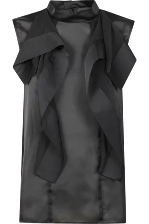 SACAI Tops, Dames, Zwart, L, Chiffon, Satin Chiffon Pullover Top