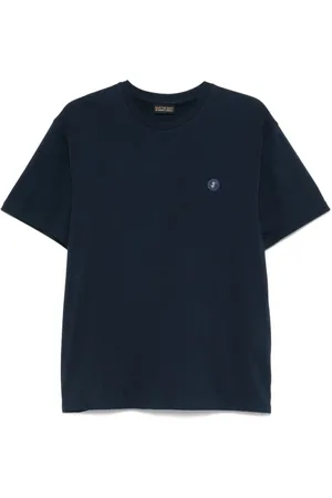 save the duck Tops, Heren, Blauw, S, Blauw Logo Patch Crew Neck T-shirt