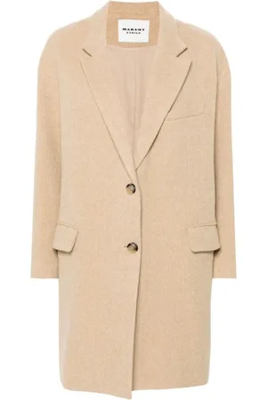 Isabel Marant Mantels, Dames, Bruin, S, Wol, Beige Wollen Mix Herringbone Jas