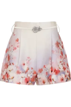 ZIMMERMANN Korte broeken, Dames, Veelkleurig, M, Katoen, Crush Flat Front Short