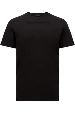 Moncler Tops, Heren, Zwart, L, Katoen, Zwart Logo T-Shirt Katoenen Jersey