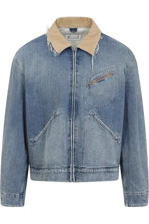 Maison Margiela Jassen, Heren, Blauw, XL, Katoen, Blauwe Jas Stijlvol Ontwerp Katoenmix