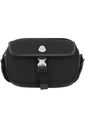 Moncler Tassen, Dames, Zwart, ONE Size, Verstelbare schoudertas met lederen details